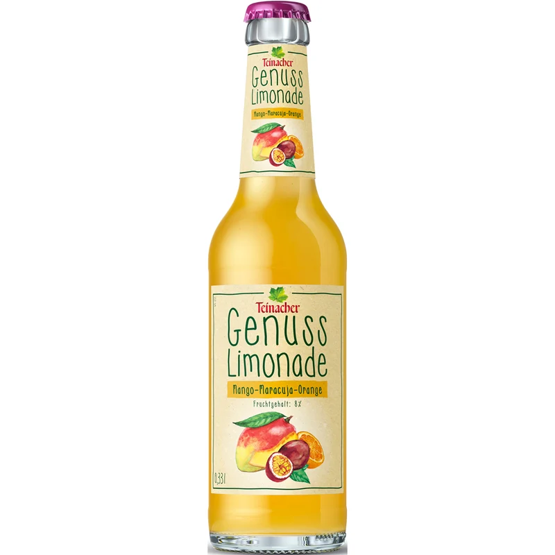 Teinacher Genuss-Limo Mango-Maracuja-Orange 12x 0,33 Liter (MEHRWEG)