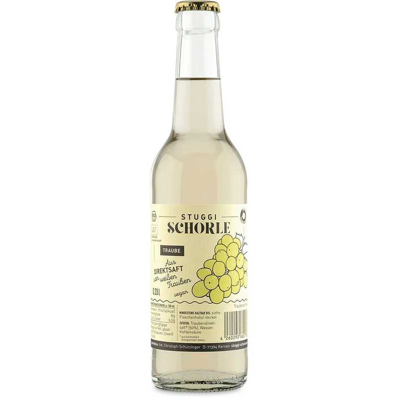 Stuggi Schorle Traube weiß BIO 24x 0,33 Liter (MEHRWEG)