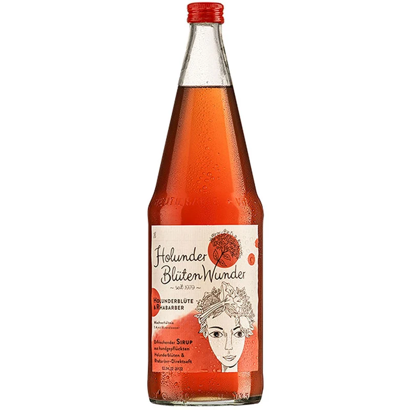 HolunderBlütenWunder Sirup Holunderblüte & Rhabarber 6x 1 Liter (MEHRWEG)