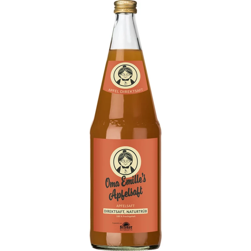 Oma Emille's Apfelsaft Direktsaft naturtrüb 6x 1 Liter (MEHRWEG)
