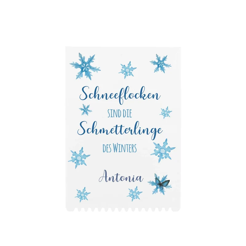 Eiskratzer mit Schneeflockenmotiv und Wunschnamen