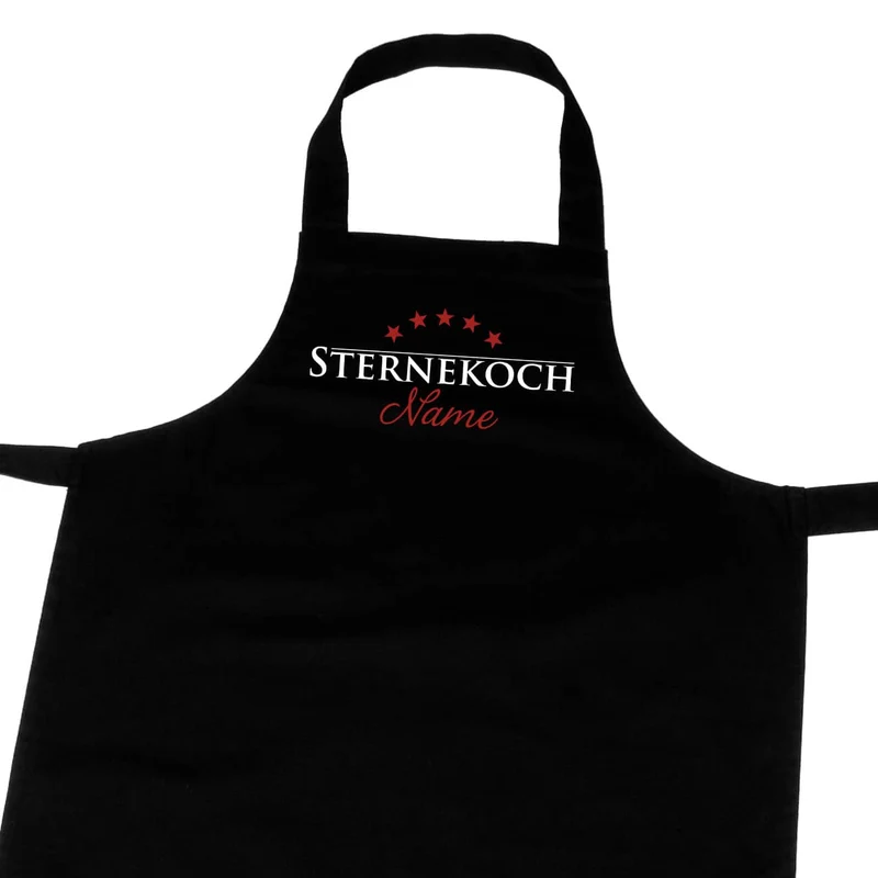 Schwarze Schürze mit Namensaufdruck - Sternekoch