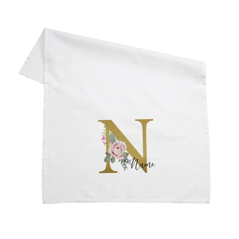 Geschirrtuch mit Rosen-Monogramm und Name