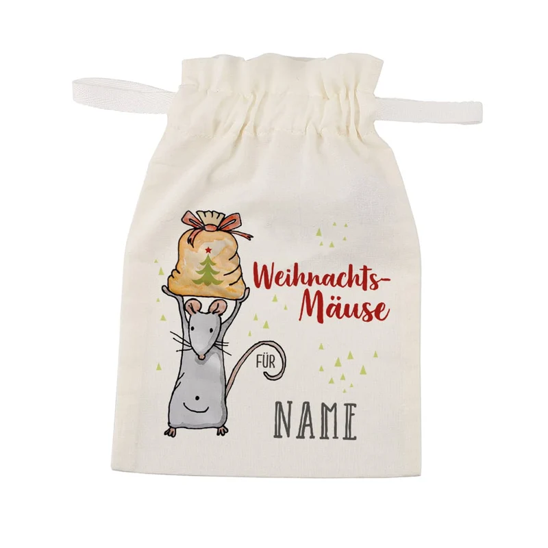 Weihnachtsmäuse - Säckchen für Geldgeschenke mit Name