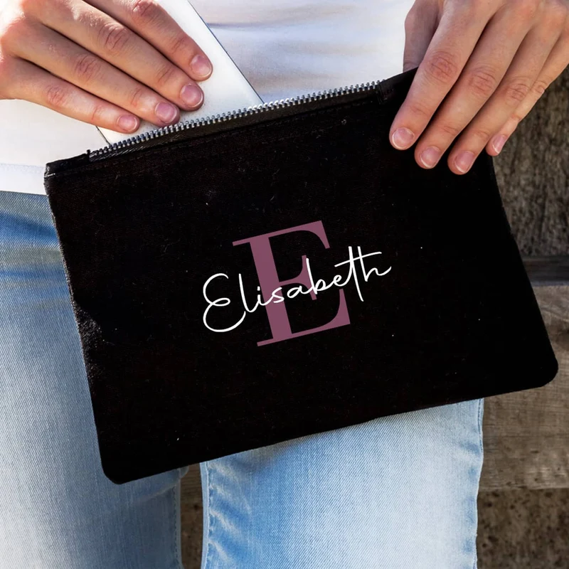 Kosmetiktasche mit Name und Initiale personalisiert