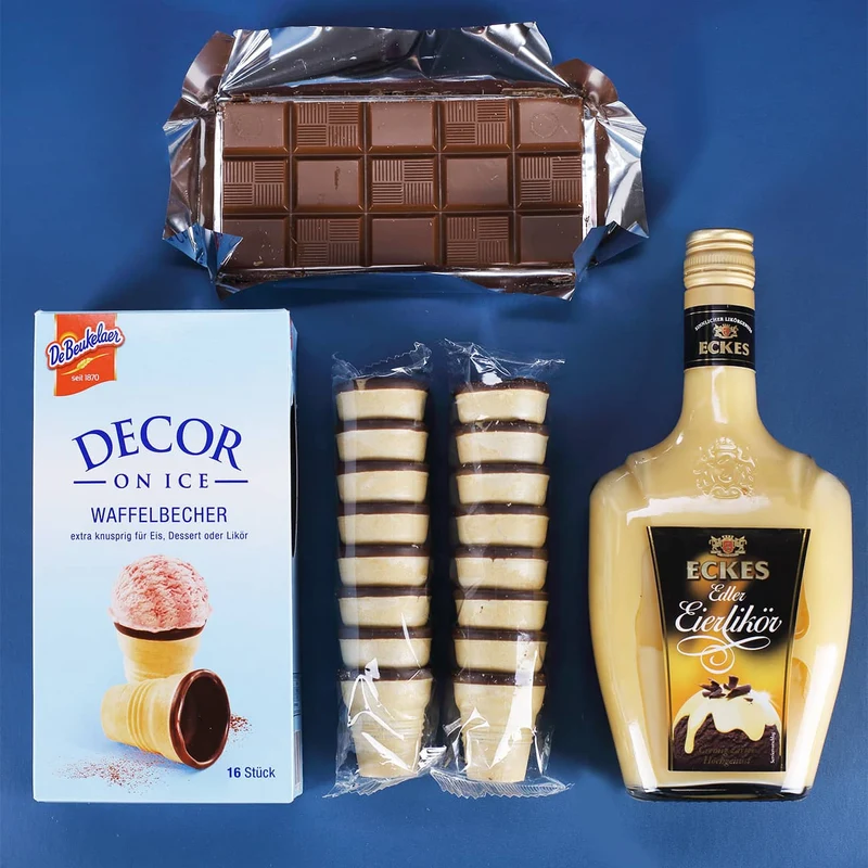 Frohe Ostern - Geschenkset mit Eierlikör und Schokolade im Geschenkkorb