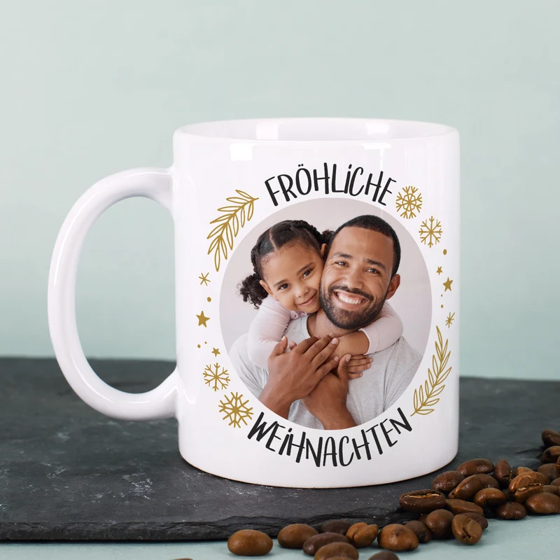Fröhliche Weihnachten - Fototasse mit Ihrem Lieblingsbild