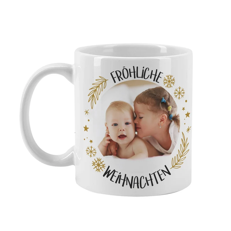Fröhliche Weihnachten - Fototasse mit Ihrem Lieblingsbild