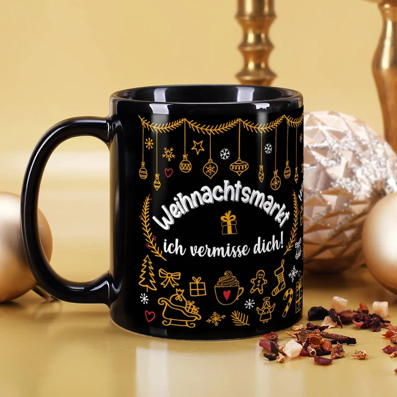 Weihnachtsmarkt-Tasse mit Ihrem Wunschtext