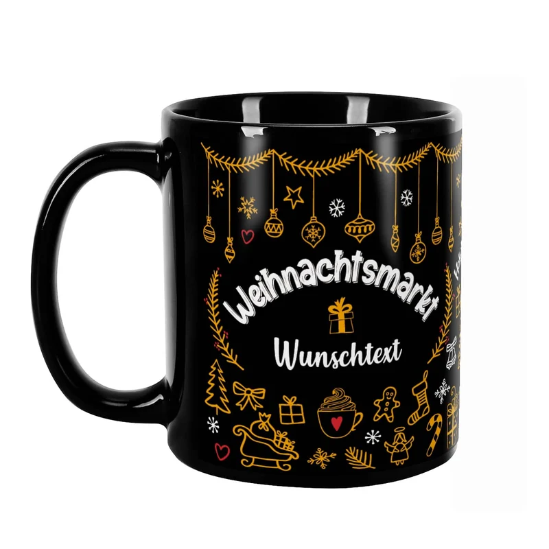 Weihnachtsmarkt-Tasse mit Ihrem Wunschtext