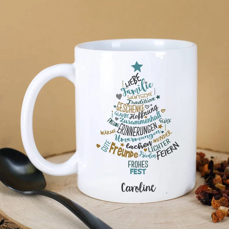 Weihnachtstasse mit Wunschtext