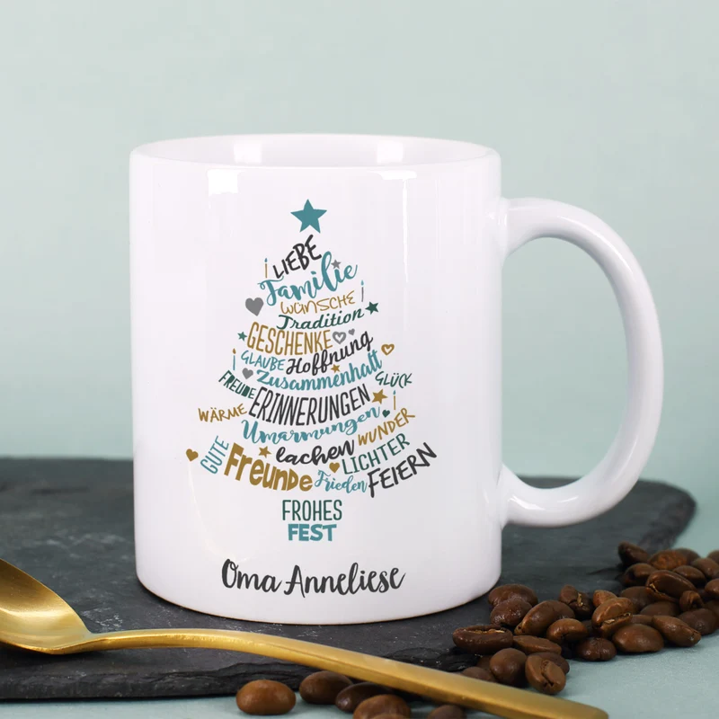 Weihnachtstasse mit Wunschtext