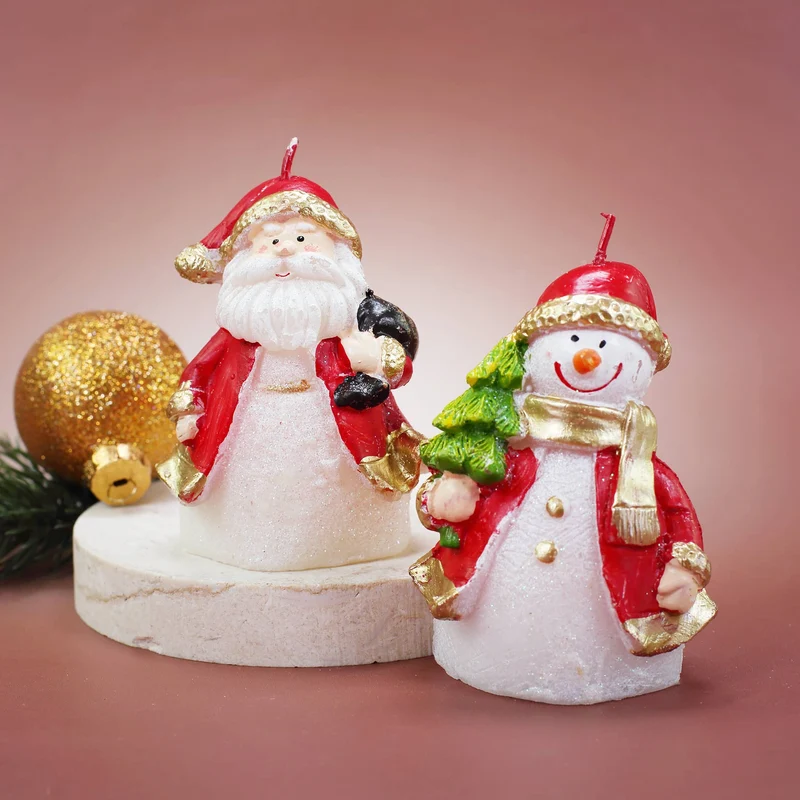 Kerze Weihnachtsmann oder Schneemann