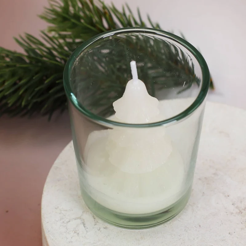 Kerze im Glas Weihnachtsbaum - weiß oder grün