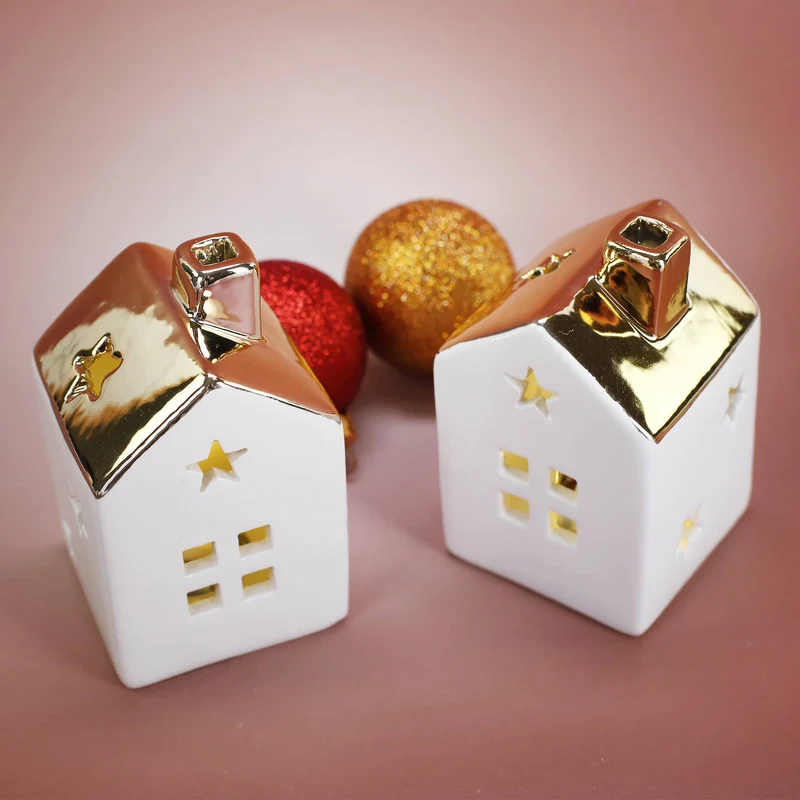 Weihnachtshaus mit LED 2er Set