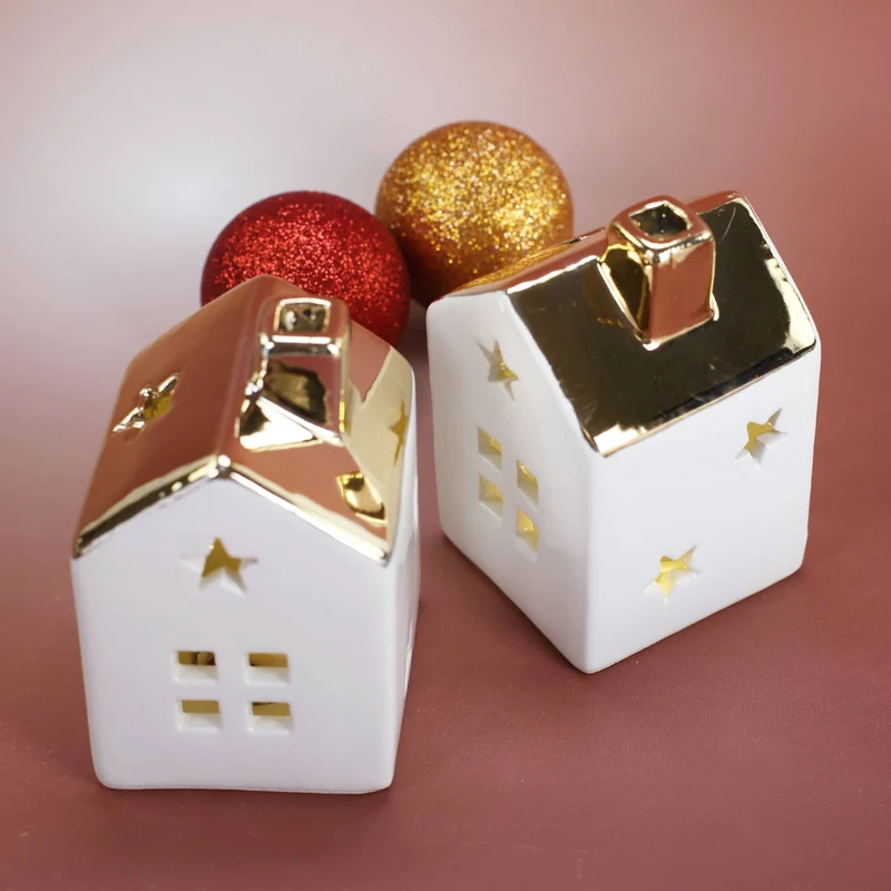 Weihnachtshaus mit LED 2er Set