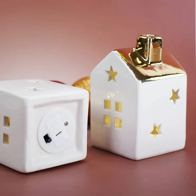 Weihnachtshaus mit LED 2er Set