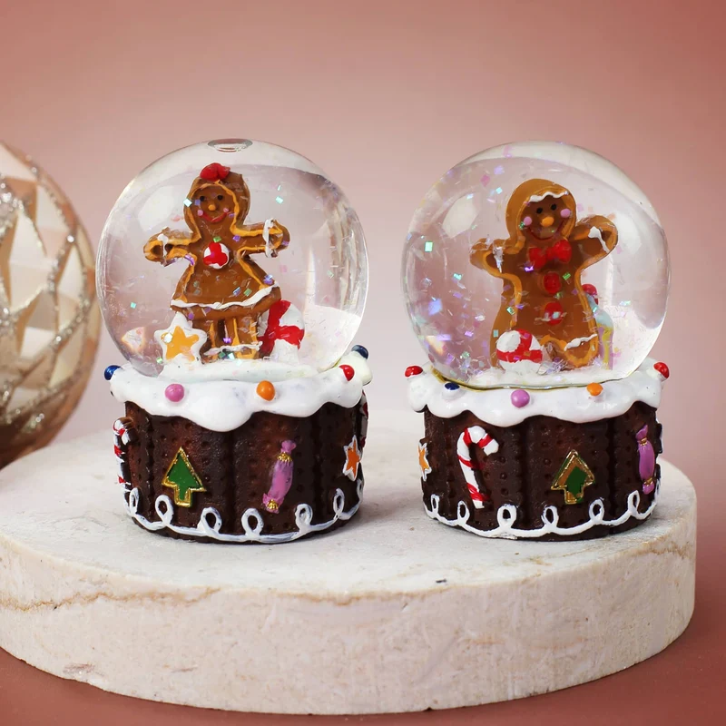 Schneekugel Lebkuchen-Mädchen und Junge