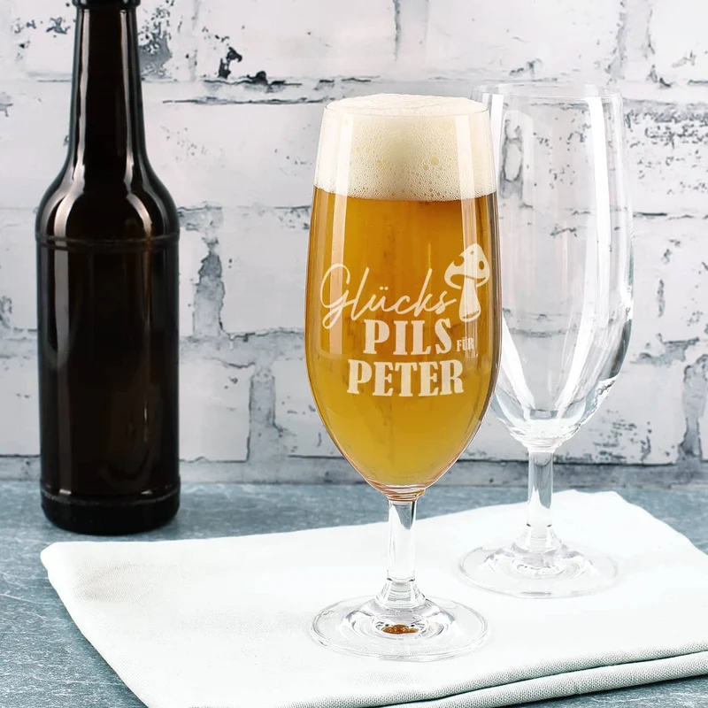 Bierglas - Glückspils - mit Namensgravur