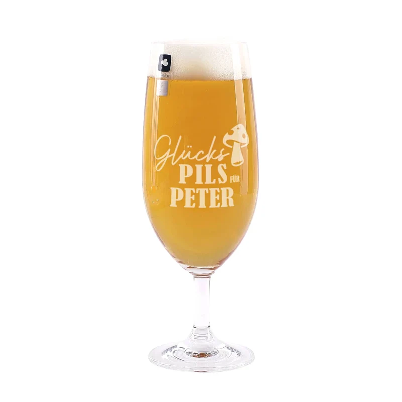 Bierglas - Glückspils - mit Namensgravur