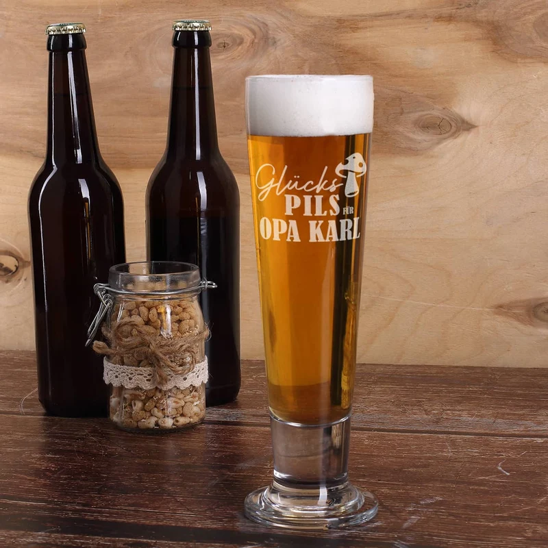 Bierglas - Glückspils - mit Namensgravur