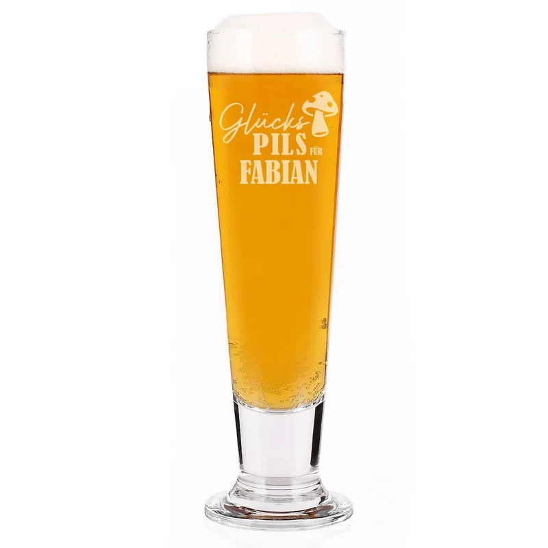 Bierglas - Glückspils - mit Namensgravur