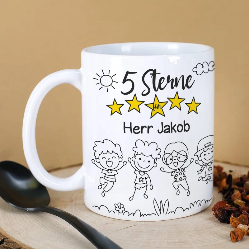 5 Sterne Tasse als Abschiedsgeschenk für Lehrer oder Erzieher