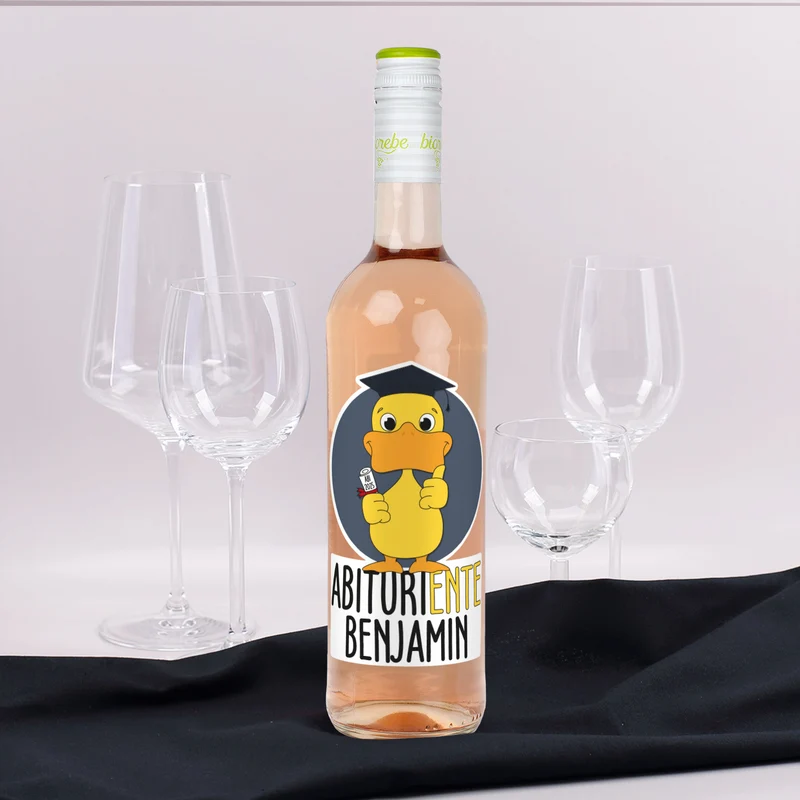 Biorebe Wein - AbituriENTE mit Entenmotiv, Name und Abschlussjahr | Geschenk zum Abitur
