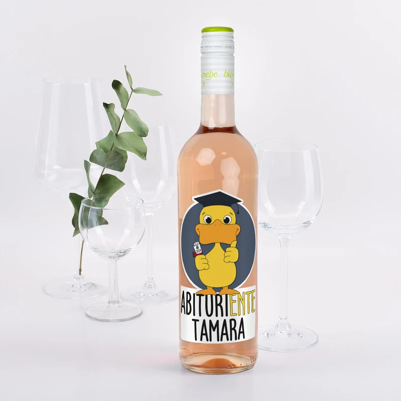 Biorebe Wein - AbituriENTE mit Entenmotiv, Name und Abschlussjahr | Geschenk zum Abitur