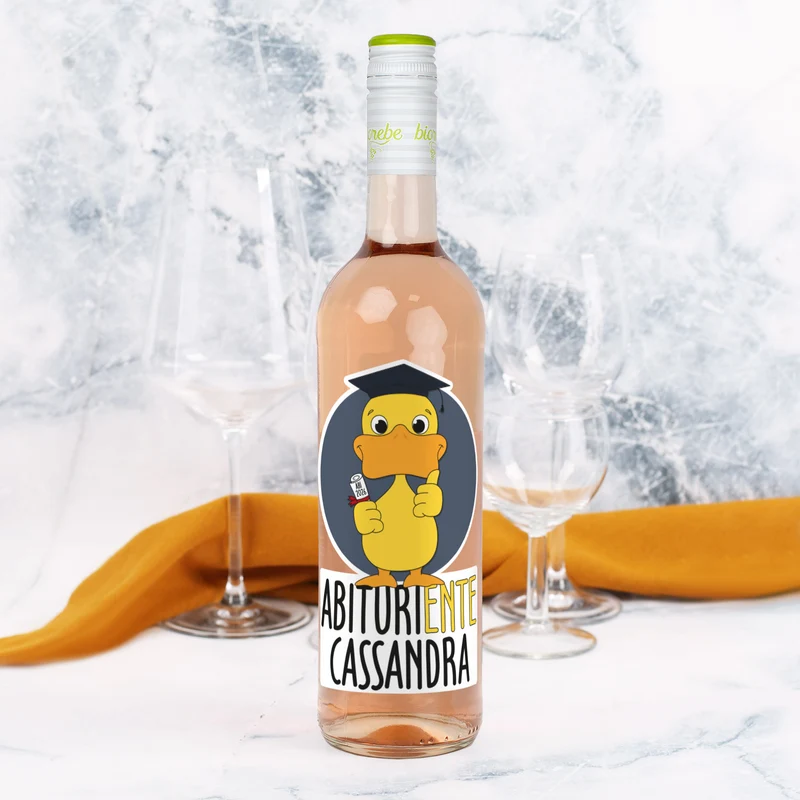 Biorebe Wein - AbituriENTE mit Entenmotiv, Name und Abschlussjahr | Geschenk zum Abitur