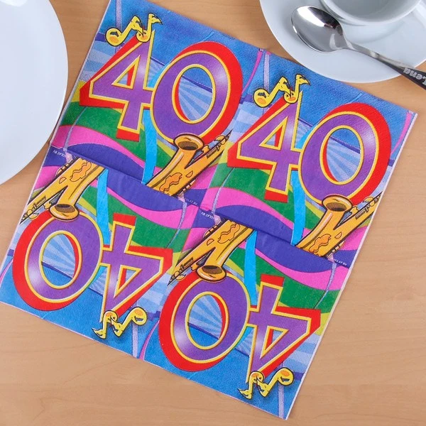 Bunte Servietten zum 40. Geburtstag