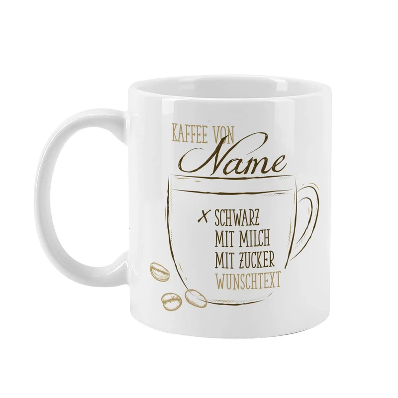 Persönliche Tasse - Kaffee schwarz, mit Milch oder Zucker