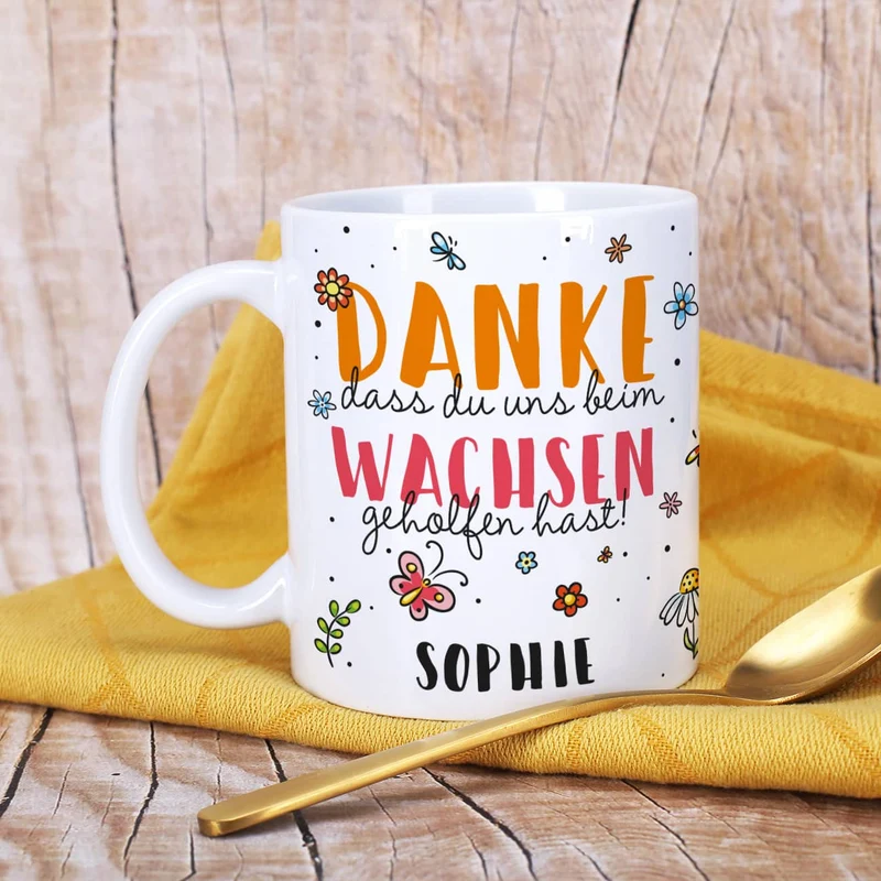 Tasse für Erzieher - Danke, dass du uns beim Wachsen geholfen hast!
