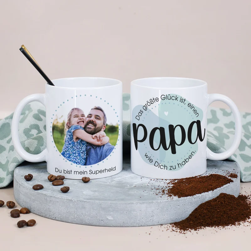 Das größte Glück ist, einen Papa wie Dich zu haben. - Fototasse zum Vatertag