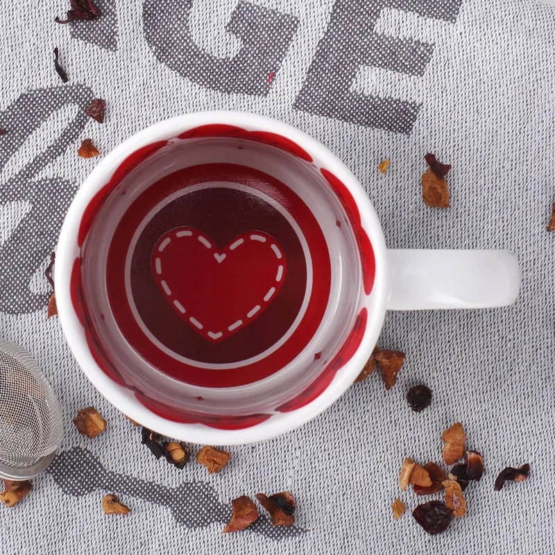 Fototasse zum Valentinstag mit 3 Fotos, Wunschtexten und Herzen