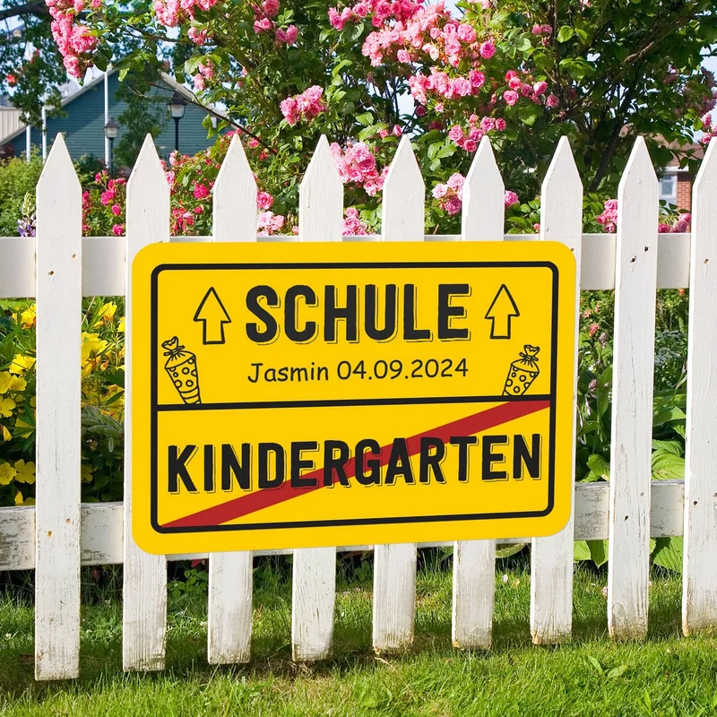 Ortsschild zur Einschulung mit Ihrem Wunschtext - 70 x 50 cm