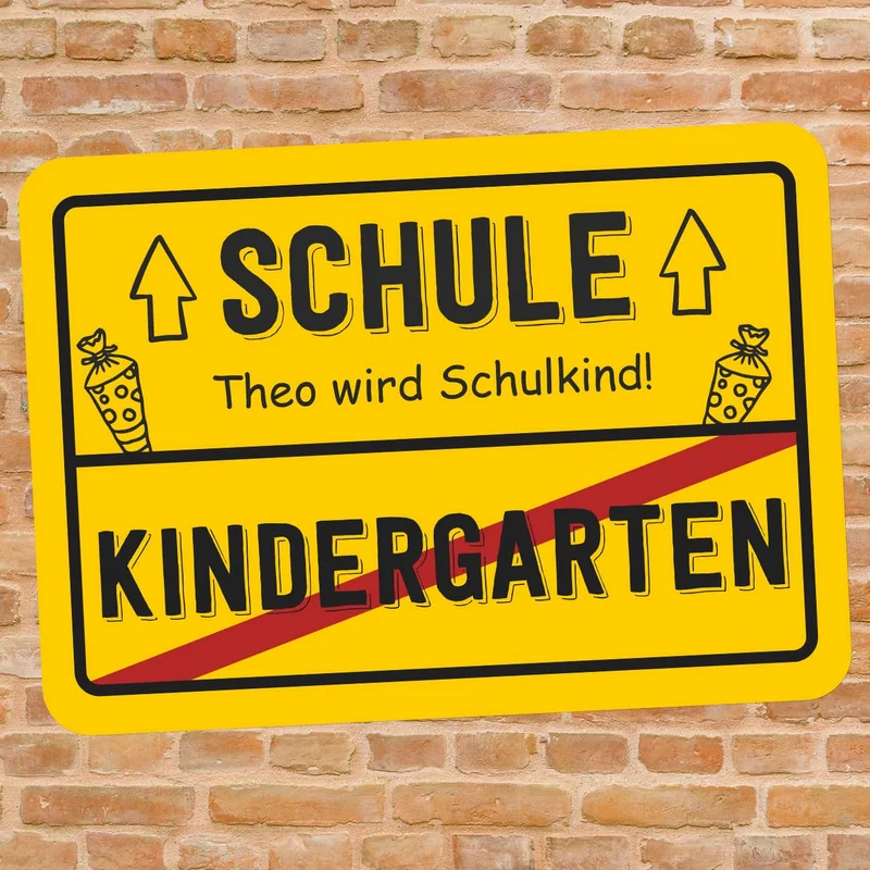 Ortsschild zur Einschulung mit Ihrem Wunschtext - 70 x 50 cm