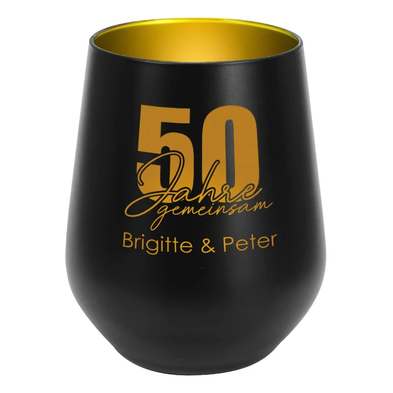 Windlicht - 50 Jahre gemeinsam - in schwarz oder weiß zur Goldhochzeit