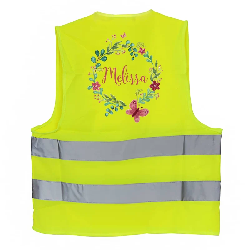 Kinderwarnweste mit Blumenmotiv zur Einschulung