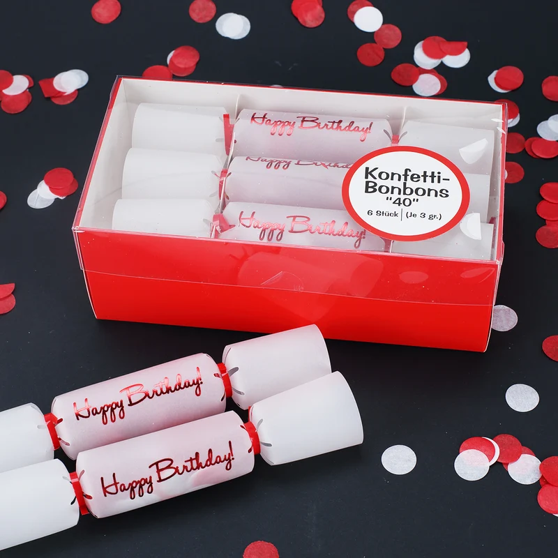 Konfetti-Bonbons zum 40. Geburtstag 6-tlg.