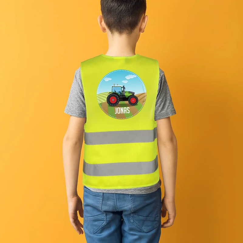 Kinderwarnweste - Traktor - mit Namensaufdruck