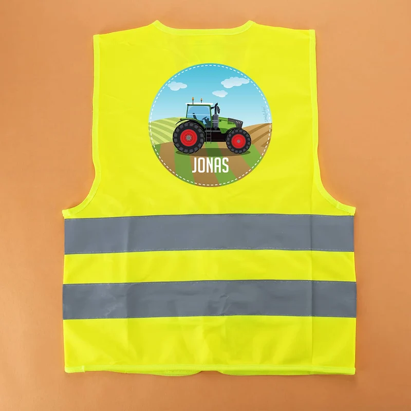 Kinderwarnweste - Traktor - mit Namensaufdruck