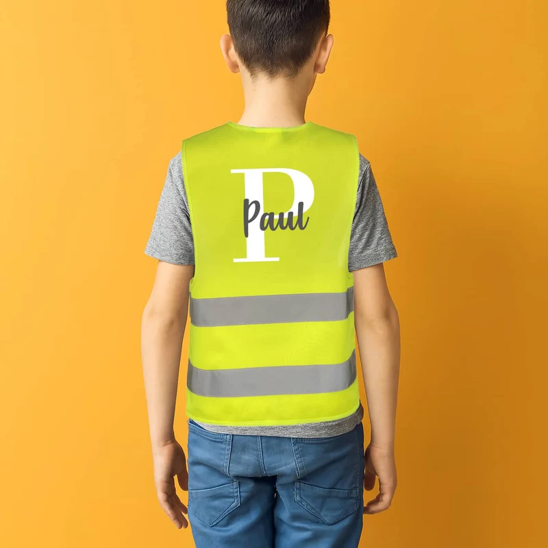 Kinderwarnweste - mit Name und Initiale bedruckt