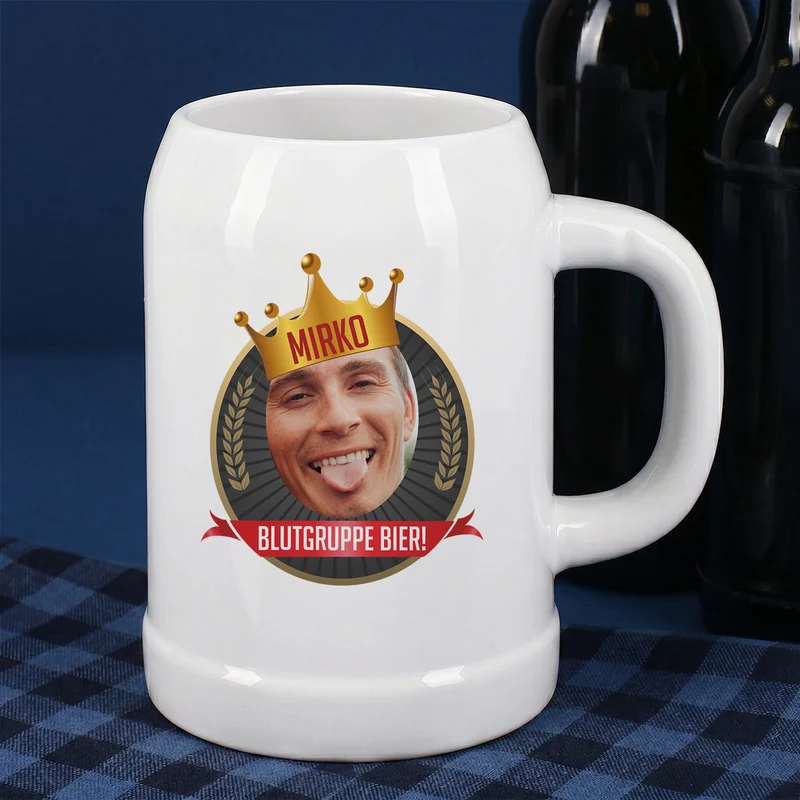 Bierkönig - Bierkrug mit Ihrem Foto, Namen und Wunschtext
