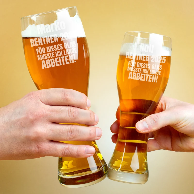 Für dieses Glas musste ich lange arbeiten! - Weizenglas als Geschenk für Rentner in 2 Größen