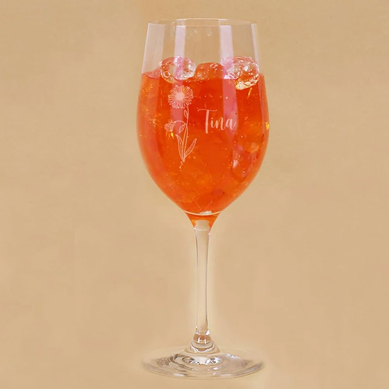 Geburtsblumen-Glas mit Name persönlich graviert