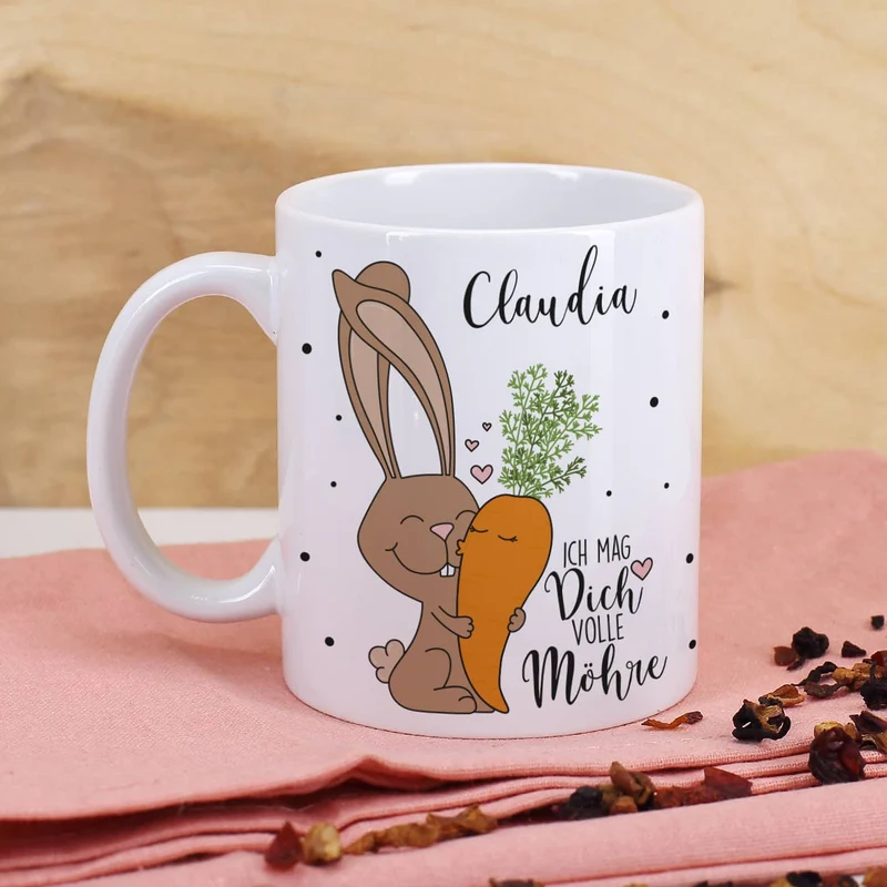 Ich mag Dich volle Möhre! - Tasse mit Wunschname