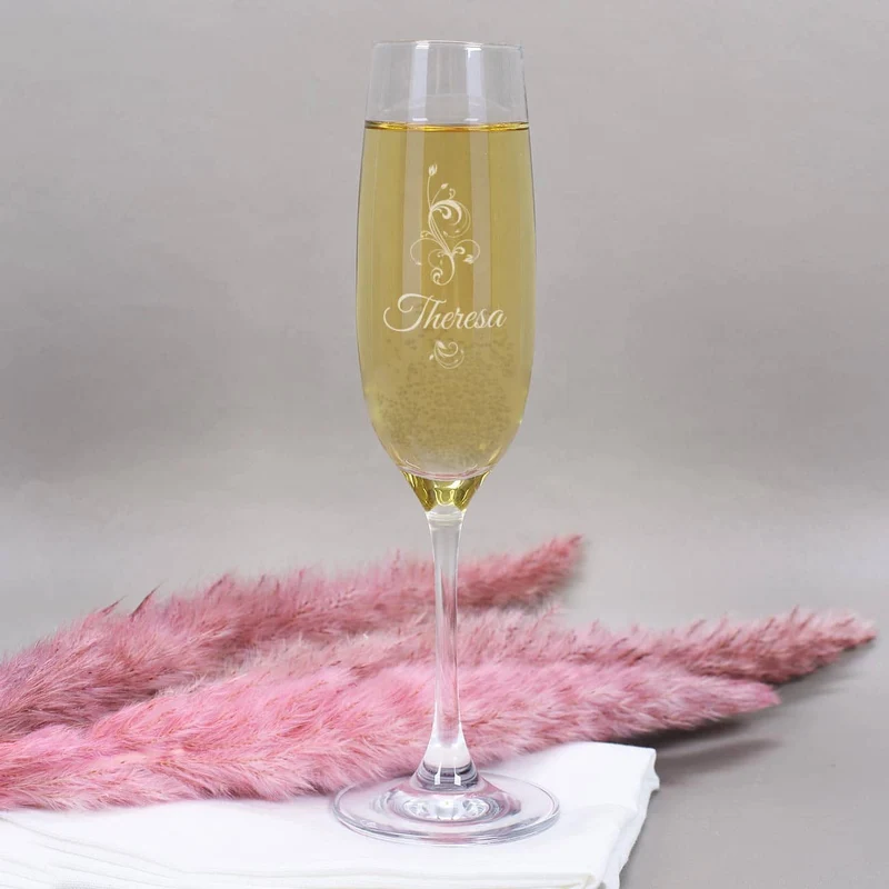 graviertes Sektglas Flower Edition mit Wunschnamen