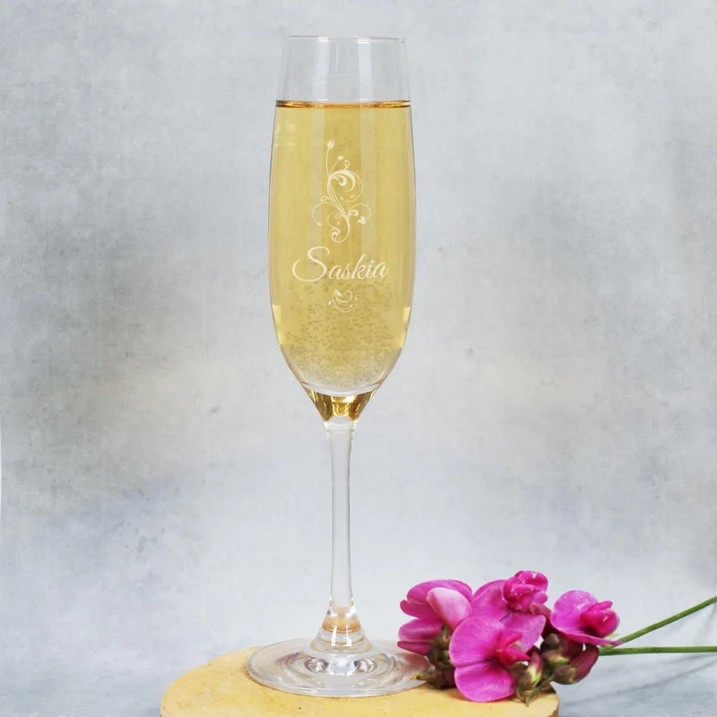 graviertes Sektglas Flower Edition mit Wunschnamen