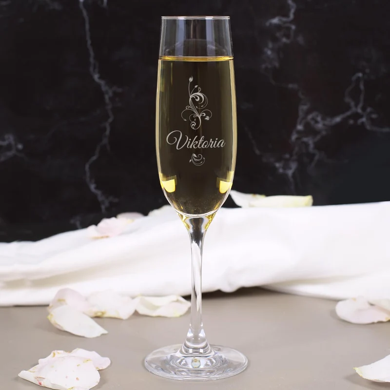 graviertes Sektglas Flower Edition mit Wunschnamen